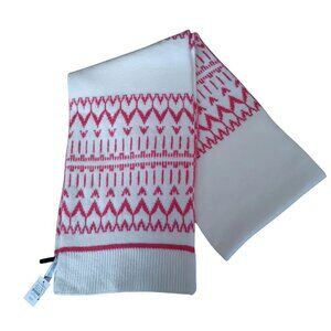 Talbot's Heart Wool Blend Scarf Snowy Fair Isle Knit Cream/Red O/S NEW NWT